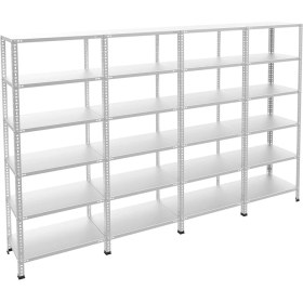 Resim Rafburada 6 Katlı 4'lü Galvaniz Çelik Raf - Depo, Arşiv, Kiler, Dosya, Market Rafı - 43x93 cm-200 cm-0.70 mm 