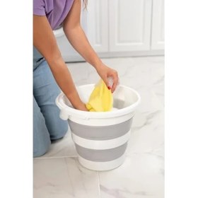 Resim Katlanabilir Pratik Plastik Kova - 12.8 Litrelik Hacim 