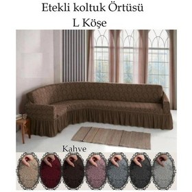 Resim StarMall Jakarli Şal Desen L.köşe Koltuk Örtüsü, Koltuk Kılıfı 350cm Kahve 