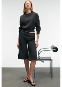 Resim ELPIHRA Kadın Oversize Beli Lastikli Çift Cepli Antrasit Şort & Bermuda 