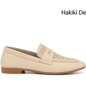 Resim GÖNDERİ(R) Kadın Bej Antik Baskılı Hakiki Deri Loafer 