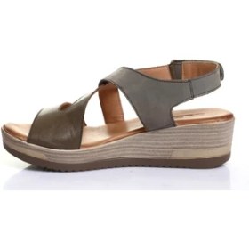 Resim Bueno Shoes Kemerli Deri Kadın Dolgu Topuk Sandalet 9L3306 