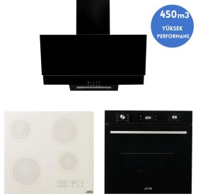 Resim Afm Tech Fethy Elıte Premium Vitroseramik Elektrikli Siyah Ankastre Set ( V6-05 + FM7700 +FM3250 ) 