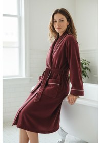 Resim % 100 Pamuklu Laodikeia Kimono Bornoz Unisex Kadın Erkek Bordo 