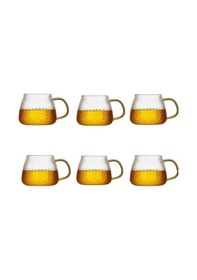 Resim Morponi Borosilikat Cam Lüks Buzlu Cam Kupa Gold Sap Detaylı 350 Ml 6 Adet Şeffaf 