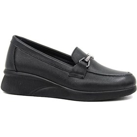 Resim De Scario 715 Deri Toka Detaylı Deri Kadın Loafer Ayakkabı - Siyah Siyah 