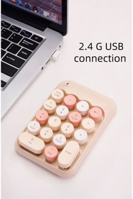 Resim Rabbit Tech Renkli Daktilo Tarzı Vintage Kablosuz Wıreless Numeric Keypad 18 Tuşlu Sayısal Klavye Numpad 