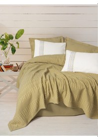 Resim Cotton Box Aura Tek Kişilik Pike Takımı Pebble Hardal Hardal 