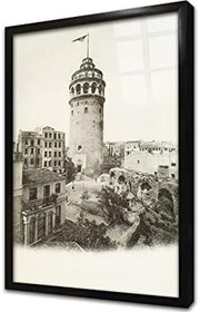 Resim İstanbul Eski Galata Çerçeveli Cam Tablo 20x30 cm CA16280 