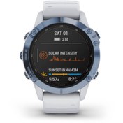 Resim Garmin Fenix 6 Pro Solar Mineral Mavisi Titanyum Multispor Gps Akıllı Saat - Beyaz Kayış 