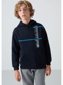 Resim Tommylife Tommy Life Lacivert Pamuklu Kalın İçi Tüylü Yumuşak Dokulu Standart Fit Baskılı Erkek Çocuk Sweatshirt - 11239 Lacivert 