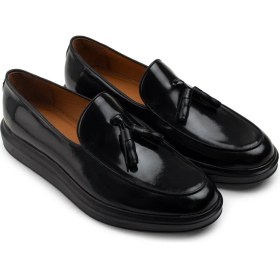 Resim Deery Hakiki Deri Siyah Comfort Püsküllü Erkek Loafer 