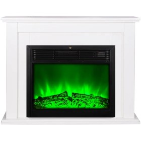 Resim Tektes Kasalı 115 CM Krem Kasalı 8 Renkli Alev Sesli Bluetoothlu Wifi Uygulamalı Elektrikli Şömine 