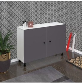 Resim Kenzlife Ayakkabılık Yemeni4 Gribyz 68 120 32 Kapaklı 4 Raflı 24 Çift Ayakkabı Kapasitesi Ahşap 