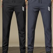 Resim 2 Adet Erkekler için Hafif Çabuk Kuruyan Jogger Pantolonlar Fermuarlı Cepli & Beyaz Çizgili Baskı - Düzenli Kesim Günlük Kullanım Koşu Pantolonları, Dış Mekan Sporları İçin - Makinede Yıkanabilir, Erkeklere İdeal Hediye, Hafif Kumaş 