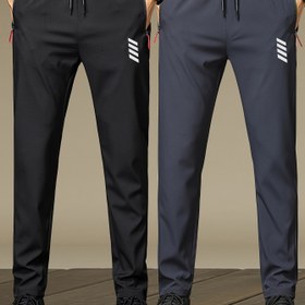 Resim 2 Adet Erkekler için Hafif Çabuk Kuruyan Jogger Pantolonlar Fermuarlı Cepli & Beyaz Çizgili Baskı - Düzenli Kesim Günlük Kullanım Koşu Pantolonları, Dış Mekan Sporları İçin - Makinede Yıkanabilir, Erkeklere İdeal Hediye, Hafif Kumaş 