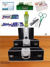 Resim Sonem Çeyiz Çeyiz Sandığı Damat Bavul Kozmetik Makyaj Çanta 3lü 1212 