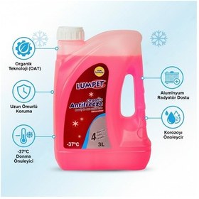 Resim Lumpet Organik Kırmızı Antifriz 3 Litre -37 Derece 6 Adet Toptan Sanayi Kolisi 