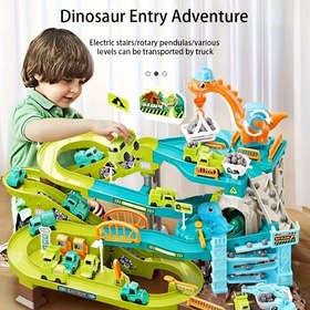 Resim Dinozor Tepesi Yolu Elektrikli Yarış Arabası Macera Oyuncak - Renkli, Pil ile Çalışan Tekerlek Seti, Gençlerin Doğum Günü veya Tatil Hediyesi için İdeal, Dinozor Oyun Seti | Canlı Yarış Tekerlek Seti | Dayanıklı Oyun Seti, Dinozor Doğum Günü Süslemeleri 