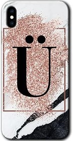 Resim MRCİLETİSİMmrc-200535 Pembe Mermer Desenli Ü Harfi Kılıf Baskılı Kapak Tam Kaplayan Mat Seramik iPhone Xs ile uyumlu 