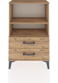 Resim Arges Komodin 2 Raflı 2 Çekmeceli 60x30x96 Çam-çam Çam 