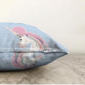 Resim RealHomes Çift Taraflı Baby Shower Unicorn At Tasarımlı Çocuk Odası Raşel Örme Yastık Kırlent Kılıfı, Sonil-K-4356m-55x55cm 