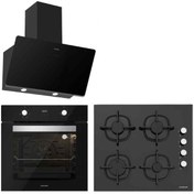 Resim Siyah Cam Ankastre Set (BO6502B02 - CS5343B01- 3457) Silverline