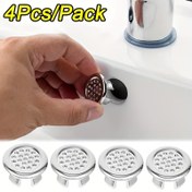 Resim 4 adet/paket Plastik Banyo Mutfak Lavabo, Taşma Kapak Halkası Yedek Parça, Krom Delik Yuvarlak Drenaj Kapağı, Otel Kullanımı için Lavabo Aksesuarı 
