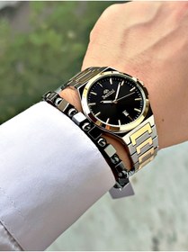 Resim Bentini Takvimli Erkek Kol Saati – Çelik Kordon, Su Geçirmez, 2 Yıl Garantili, Hediye Bileklik 