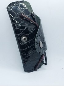 Resim sorte store Hakiki Deri Baskılı Siyah El Yapımı Handmade Gözlük Kılıfı 