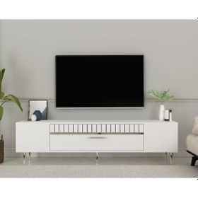 Resim Dekolp1ct Tv Sehpası Beyaz-gümüş 