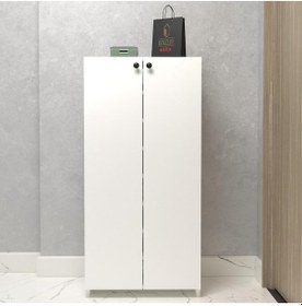 Resim Kenzlife Kapaklı Ayakkabılık Bosnevi Mat Beyaz Suntalam 125 080 30 Otuziki Çift Ayakkabı Kapasitesi Arkalıksız Beyaz 