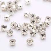 Resim En İyi 3-10mm 3D Gümüş Pençe Dikişli Şeffaf Kristal Taşlar Delikli Düz Arka DIY Dikiş Strass Taşları Elbise Süslemesi için (Rastgele gönderim, arka deliksiz veya delikli) 