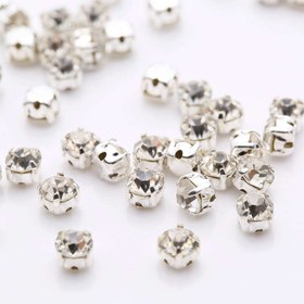 Resim En İyi 3-10mm 3D Gümüş Pençe Dikişli Şeffaf Kristal Taşlar Delikli Düz Arka DIY Dikiş Strass Taşları Elbise Süslemesi için (Rastgele gönderim, arka deliksiz veya delikli) 