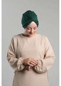Resim Hürrem Bone Zümrüt Pratik Hazır Geçmeli Tesettür Bone Sandy Pileli Salaş 2121 37 Zümrüt 