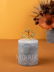 Resim MIARIK DESIGN & DEKORASYON Dekoratif Gri Mermer Pamukluk Gold Mercan Detaylı 