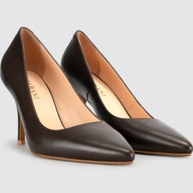 Resim Cabani Kahve Hakiki Deri Klasik Stiletto Kadın Ayakkabı Kahverengi 