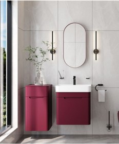 Resim Creavit Colorit Çekmeceli Lavabo Dolabı 60 Cm Berry Bordo 