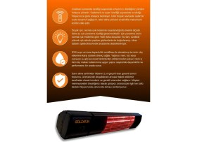 Resim Aqua Plus 2000 Watt GSA20PLG Düşük Işıklı Kumandalı Suya Dayanıklı Elektrikli Infrared Isıtıcı-Siyah 