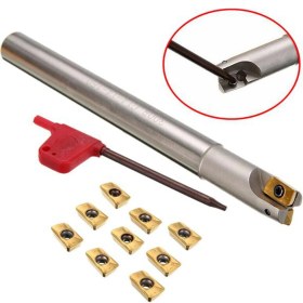 Resim Waige Cnc Freze Makinesi Tutucusu-1 x Endekslenebilir Freze Kesici 10 x Uçlar 1 x Anahtar-Gümüş (Yurt Dışından) 
