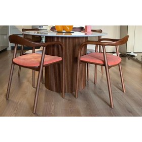 Resim modelsa design Ceviz Renk Ahşap Sandalye 