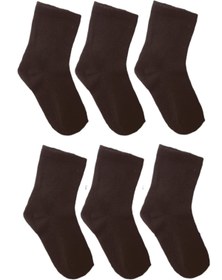 Resim SOCKSHION Pamuklu Düz Klasik Çocuk Soket Çorap 6 Çift 
