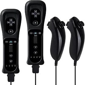 Resim Gamrombo Wii Remote with Nunchuck, Wii Controller with Nunchuck, Compatible with Nintendo Wii/Wii U, 2 Pack, Built in Dual Vibration 