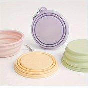 Resim 350 ml'lik Macaron Renkli Pet Taşınabilir Katlanabilir Kase, Dışarı Çıkarken Kedi Kasesi Köpek Kasesi, Asılı Pet İçme Suyu Besleme Silikon Kase 