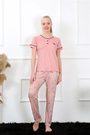 Resim Akbeniz Kadın Gül Kurusu Kısa Kol Pijama Takım 20388 GÜL KURUSU 