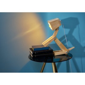 Resim Nebiyan Köpek Şekilli Ahşap Masa Lambası - Hareketli Ayaklar, Kuyruk, Boyun ve Baş. Sonsuz Şekilde Kullanım 