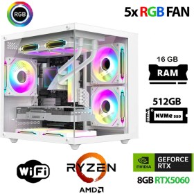 Resim Xaser Eco X70 Ryzen 5 5500 16GB Ram 512GB M.2 Nvme SSD 8gb RTX5060 Oyuncu Masaüstü Bilgisayarı 