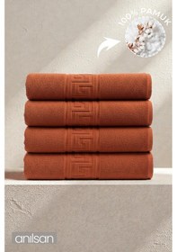 Resim 4'lü Greek Kiremit Banyo Havlusu - 70x140 Cm, 490 Gr, %100pamuk, Spa Ve Otel Havlusu Kiremit 