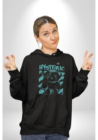 Resim Histerik Kadın Erkek Siyah Kapüşonlu Sweatshirt Hoodie Siyah 