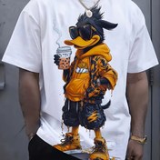 Resim Erkekler için Rahat Yaz Grafik T-Shirt - Şık Karikatür Ördek Gözlük ve Kahve Tasarımı ile, Sarı Kısa Kollu Tee, Rahat Yuvarlak Yaka, Günlük Giyim için Mükemmel, Her Gün T-Shirt | Karikatür Karakterli Gömlek | Rahat Uygunluk 